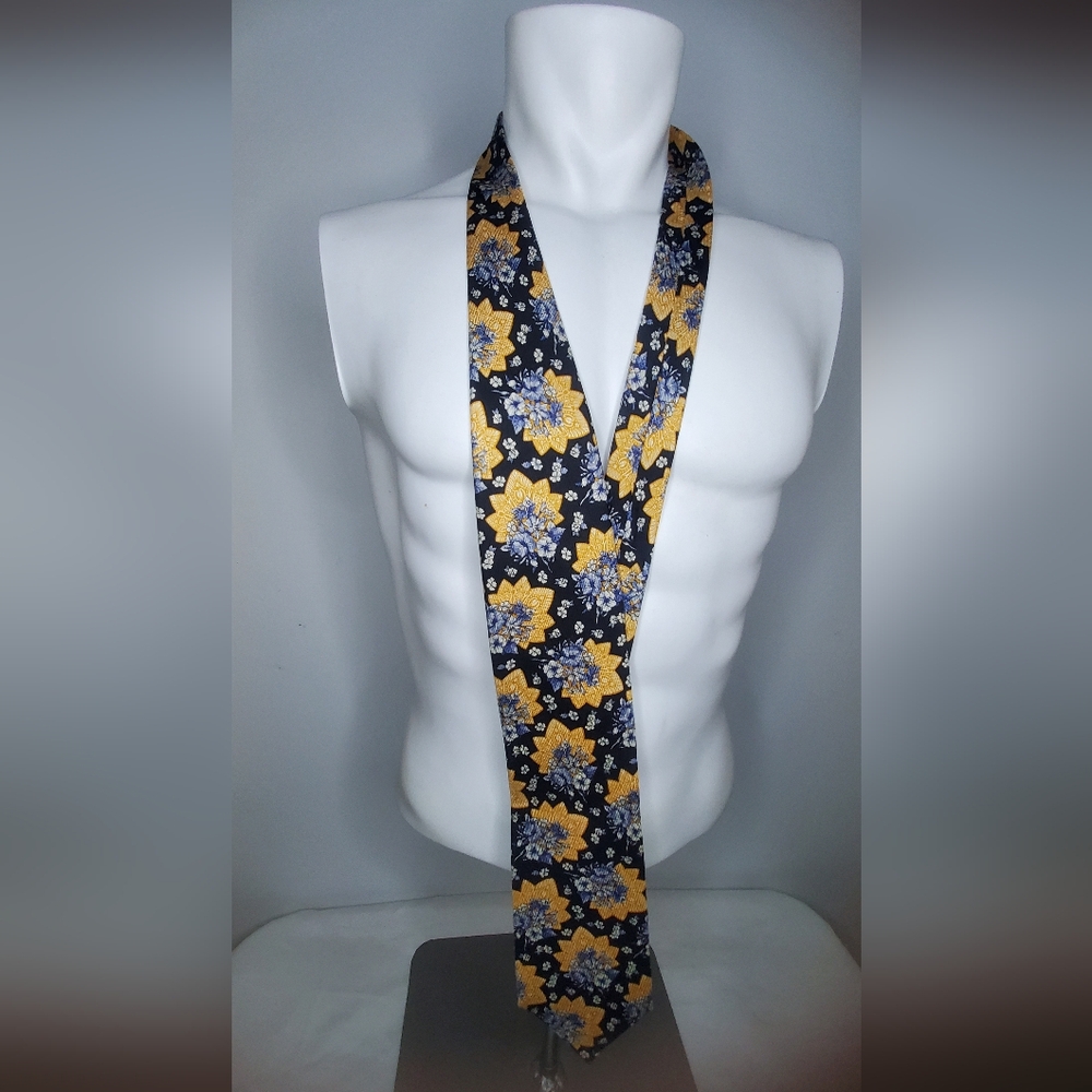 Kenzo Navy and Yellow Floral Tie